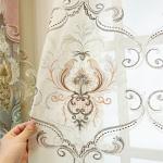 Embroidered Curtains for Living Room Bedroom European Gray Pink Stitching Villa Luxury Custom Hollow Design Drapes