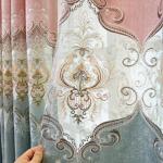 Embroidered Curtains for Living Room Bedroom European Gray Pink Stitching Villa Luxury Custom Hollow Design Drapes