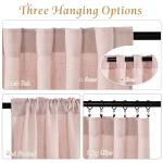 StangH Textured Linen Pink Curtains 84 inches Long, Thick Light Filtering Farmhouse Window Drapes Solid Privacy Semi Sheer Panels for Girls Bedroom Nursery, W55 x L84, 2 Panels