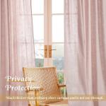 StangH Textured Linen Pink Curtains 84 inches Long, Thick Light Filtering Farmhouse Window Drapes Solid Privacy Semi Sheer Panels for Girls Bedroom Nursery, W55 x L84, 2 Panels