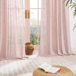 StangH Textured Linen Pink Curtains 84 inches Long, Thick Light Filtering Farmhouse Window Drapes Solid Privacy Semi Sheer Panels for Girls Bedroom Nursery, W55 x L84, 2 Panels