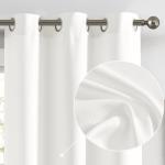 jinchan White Linen Textured Curtains 84 Inches Long 2 Panels Sets for Living Room Grommet Top Light Filtering Window Drapes for Bedroom