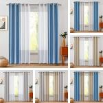 jinchan White Linen Textured Curtains 84 Inches Long 2 Panels Sets for Living Room Grommet Top Light Filtering Window Drapes for Bedroom
