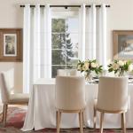 jinchan White Linen Textured Curtains 84 Inches Long 2 Panels Sets for Living Room Grommet Top Light Filtering Window Drapes for Bedroom