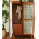 Grandma's big wardrobe French retro double door wardrobe solid wood gauze curtain American glass cabinet small apartment bedroom