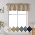 Chyhomenyc Camel Faux Linen Slub Textured Semi Sheer Small Window Kitchen Valance Curtain, Rod Pocket Cafe Valance for Bathroom Laundry Basement, 60Wx14L inch, 1 Piece