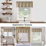Chyhomenyc Camel Faux Linen Slub Textured Semi Sheer Small Window Kitchen Valance Curtain, Rod Pocket Cafe Valance for Bathroom Laundry Basement, 60Wx14L inch, 1 Piece