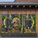 Water curtain wall rockery flowing water fountain floor ornament living room courtyard lucky decoration