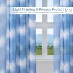 Pudmangtex Ombre Sheer Curtains 84 inch Length for Living Room 2 Panels,Blue Printed Semi Sheer Drapes with Nickel Grommet,Light Filtering Crushed Window Treatment for Bedroom