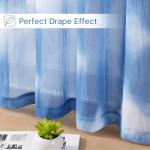 Pudmangtex Ombre Sheer Curtains 84 inch Length for Living Room 2 Panels,Blue Printed Semi Sheer Drapes with Nickel Grommet,Light Filtering Crushed Window Treatment for Bedroom