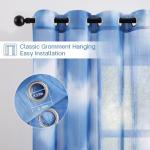 Pudmangtex Ombre Sheer Curtains 84 inch Length for Living Room 2 Panels,Blue Printed Semi Sheer Drapes with Nickel Grommet,Light Filtering Crushed Window Treatment for Bedroom