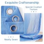 Pudmangtex Ombre Sheer Curtains 84 inch Length for Living Room 2 Panels,Blue Printed Semi Sheer Drapes with Nickel Grommet,Light Filtering Crushed Window Treatment for Bedroom