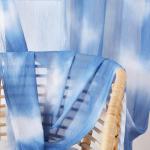 Pudmangtex Ombre Sheer Curtains 84 inch Length for Living Room 2 Panels,Blue Printed Semi Sheer Drapes with Nickel Grommet,Light Filtering Crushed Window Treatment for Bedroom