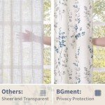 BGment Linen Curtains for Living Room 84 Inch Length 2 Panels Set Floral Leaf Patterns, Light Filtering Privacy Window Curtains for Bedroom Boho Farmhouse Vintage, Each 52 Inch Wide, Navy