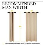 NICETOWN Thermal Insulated Grommet Room Darkening Curtains/Draperies/Panels for Bedroom (2 Panels, W42 x L63 inches, Biscotti Beige)