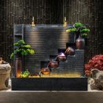 Advanced new Chinese style flowing wall, water curtain wall, screen, living room, floor to ceiling decoration, large courtyard