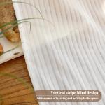 Jilron Short Kitchen Curtains Sheer Cafe Curtain with White Stripe Pattern for Window Over Sink, Privacy & Decorative Kitchen Blinds (White-25 W x 24" L-2 Panels)