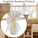 Jilron Short Kitchen Curtains Sheer Cafe Curtain with White Stripe Pattern for Window Over Sink, Privacy & Decorative Kitchen Blinds (White-25 W x 24" L-2 Panels)