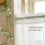 Jilron Short Kitchen Curtains Sheer Cafe Curtain with White Stripe Pattern for Window Over Sink, Privacy & Decorative Kitchen Blinds (White-25 W x 24" L-2 Panels)