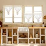 Jilron Short Kitchen Curtains Sheer Cafe Curtain with White Stripe Pattern for Window Over Sink, Privacy & Decorative Kitchen Blinds (White-25 W x 24" L-2 Panels)