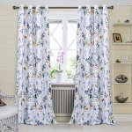 MYSKY HOME Floral Curtains 84 inches Long Living Room Curtains Room Darkening Curtains Thermal Insulated Light Blocking Drapes Grommet for Bedroom Bathroom, 2 Panels, Yellow and Blue