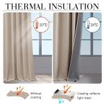 RYB HOME Linen Textured 100% Blackout Curtains for Bedroom, Insulating Energy Saving Window Curtains for Living Room Dining Patio Sliding Glass Door, Wide 52 x Long 84 inch, Beige, 2 Panels