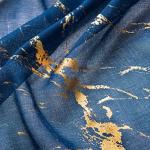 Sutuo Home Marble Sheer Curtains 84 Inch Length, Gold Foil Print Metallic Bronzing, Privacy Window Treatment Abstract Drape Pair 2 Panels Set for Bedroom Kitchen Living Room 52" W x 84" L, Navy Blue