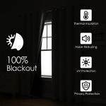ChrisDowa White 100% Blackout Curtains for Bedroom with Black Liner, 2 Thick Layers Total Blackout Thermal Insulated Grommet Window Curtains 2 Panels Set (Pure White, 52 x 84 Inch)