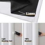 ChrisDowa White 100% Blackout Curtains for Bedroom with Black Liner, 2 Thick Layers Total Blackout Thermal Insulated Grommet Window Curtains 2 Panels Set (Pure White, 52 x 84 Inch)