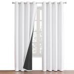 ChrisDowa White 100% Blackout Curtains for Bedroom with Black Liner, 2 Thick Layers Total Blackout Thermal Insulated Grommet Window Curtains 2 Panels Set (Pure White, 52 x 84 Inch)