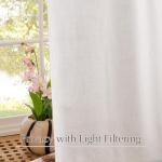 NICETOWN 230GSM Linen Blend Semi Sheer Curtains 96 inches Long, Back Tab & Rod Pocket with Pleat Tab Privacy Farmhouse Window Treatments Light Filtering for Living Room, W52 x L96, 2 Panels