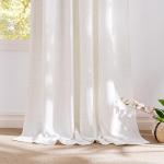 NICETOWN 230GSM Linen Blend Semi Sheer Curtains 96 inches Long, Back Tab & Rod Pocket with Pleat Tab Privacy Farmhouse Window Treatments Light Filtering for Living Room, W52 x L96, 2 Panels