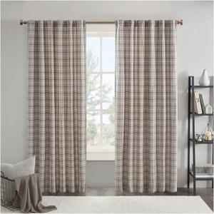 Madison Park Anaheim Cabin Plaid Curtain Window, Thermal Insulated Fleece Lining, Living Room Decor Room Darkening Drape for Bedroom, 1-Single Panel Pack, 50" x 84", Rod Pocket, Brown