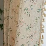 ENJOYBRIDAL Floral Boho Curtains 2 Panels Short 63 Inch Curtains Patterned Semi Sheer Living Room Drapes Farmhouse Bohemian Window Curtain Panels with Tassel Beige Rod Pocket Bedroom Drapes