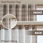 Madison Park Anaheim Cabin Plaid Curtain Window, Thermal Insulated Fleece Lining, Living Room Decor Room Darkening Drape for Bedroom, 1-Single Panel Pack, 50" x 84", Rod Pocket, Brown