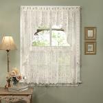 Sweet Home Collection Old World Style Floral Heavy Lace Kitchen Curtain Swag pair Hopewell Cream