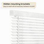 Cordless Light Filtering Mini Blinds for Indoor Windows - 32 Inch Width, 64 Inch Length, 1" Slat Size - Pearl White - Cordless GII Morningstar Window Blinds for Interior by Achim Home Decor