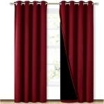NICETOWN 100% Blackout Cold Blocking Curtains with Black Liner Backing, Thermal Insulated Curtains for Living Room, Noise Reducing Drapes, Burgundy Red, 52 inches x 84 inches Per Panel, Set of 2