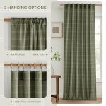 NICETOWN Linen Plaid Curtains Modern Window Panels Moss Green Check Tartan Light Filtering Curtains for Living Room Bedroom, Rod Pocket Back Tab, 2 Panels, 52 inch Wide x 84 inch Long