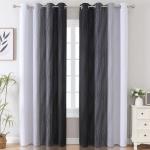 Estelar Textiler Thermal Insulated Blackout Curtains for Bedroom, Ombre Black and Greyish White Blackout Drapes for Living Room, Gradient Full Light Blocking Energy Saving Curtains, 52Wx84L, 2 Panels