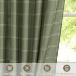 NICETOWN Linen Plaid Curtains Modern Window Panels Moss Green Check Tartan Light Filtering Curtains for Living Room Bedroom, Rod Pocket Back Tab, 2 Panels, 52 inch Wide x 84 inch Long