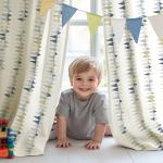 jinchan Linen Nursery Curtains for Living Room Boho Curtains for Bedroom Kids Room 84 Inches Long Geometric Printed Farmhouse Drapes Rod Pocket Window Treatment Curtain Set of 2 Panels Indigo-Gray