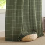 NICETOWN Linen Plaid Curtains Modern Window Panels Moss Green Check Tartan Light Filtering Curtains for Living Room Bedroom, Rod Pocket Back Tab, 2 Panels, 52 inch Wide x 84 inch Long