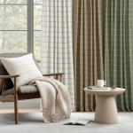 NICETOWN Linen Plaid Curtains Modern Window Panels Moss Green Check Tartan Light Filtering Curtains for Living Room Bedroom, Rod Pocket Back Tab, 2 Panels, 52 inch Wide x 84 inch Long