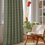 NICETOWN Linen Plaid Curtains Modern Window Panels Moss Green Check Tartan Light Filtering Curtains for Living Room Bedroom, Rod Pocket Back Tab, 2 Panels, 52 inch Wide x 84 inch Long