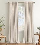 INOVADAY 100% Blackout Curtains 96 Inches Length 2 Panels Set, Back Tab/Rod Pocket Linen Black Out Curtains for Bedroom, Thermal Insulated Window Drapes - Cream, W50 X L96