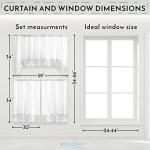 American Linen Café Curtains for Kitchen, Bathroom Curtains with Valance, Embroidered lace Border. (White)