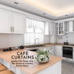 American Linen Café Curtains for Kitchen, Bathroom Curtains with Valance, Embroidered lace Border. (White)