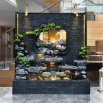 Large rockery water curtain wall ornament feng shui wall flowing water fountain lucky hotel villa club living room