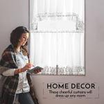 American Linen Café Curtains for Kitchen, Bathroom Curtains with Valance, Embroidered lace Border. (White)